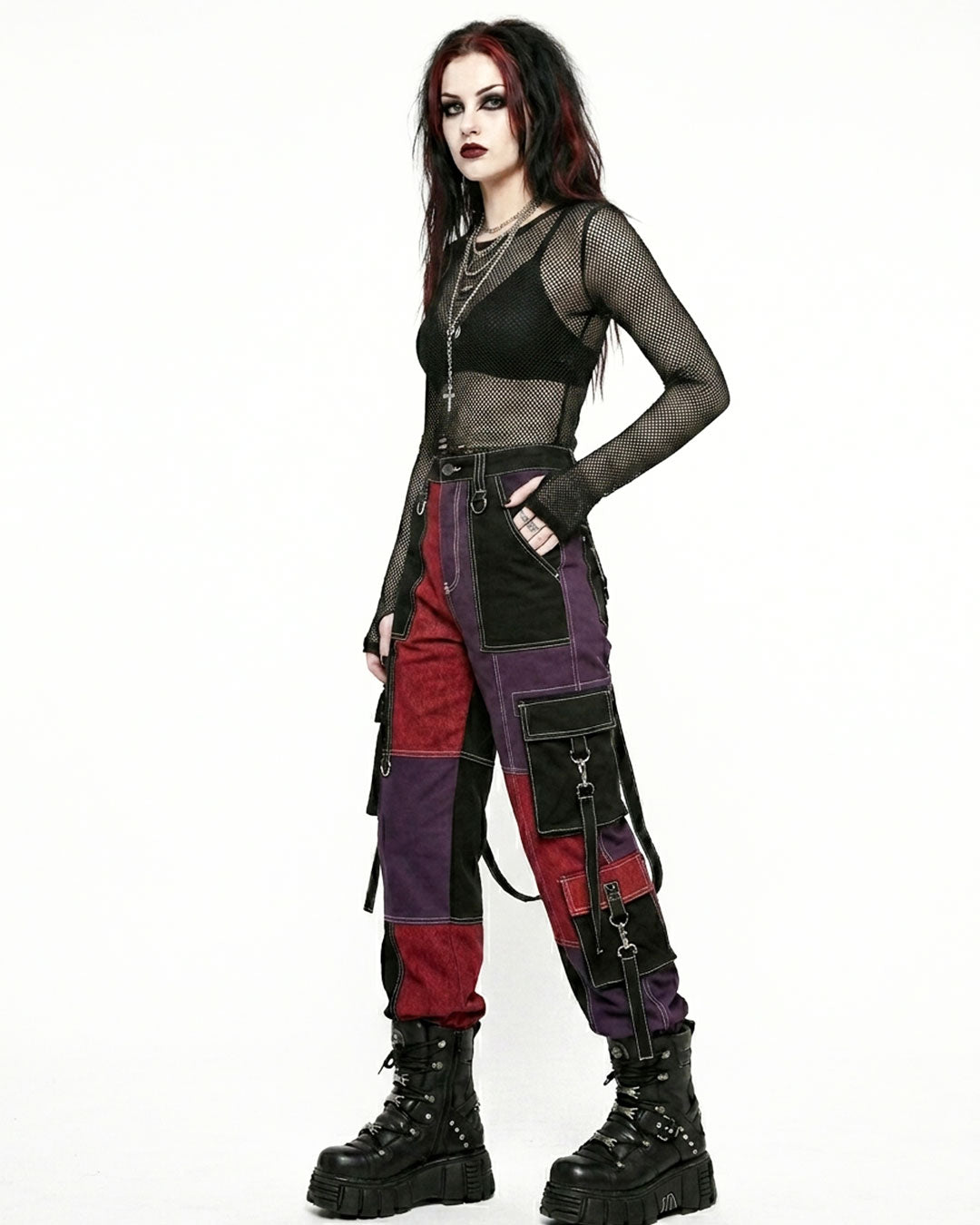 Women's Patchwork Cargo Pants | Alternative Gothic Style