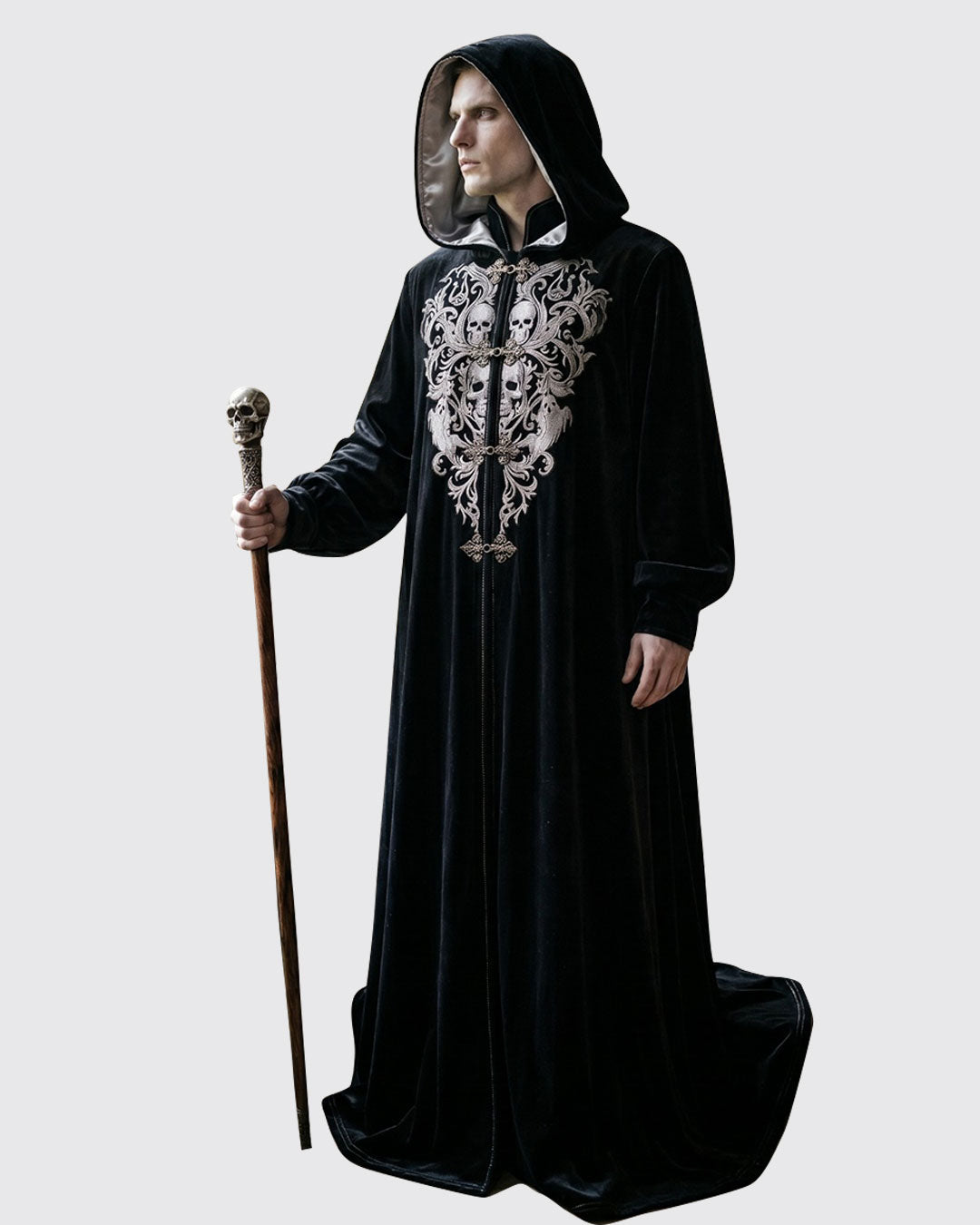 Skull Halloween Costume Gothic Hooded Halloween Robe