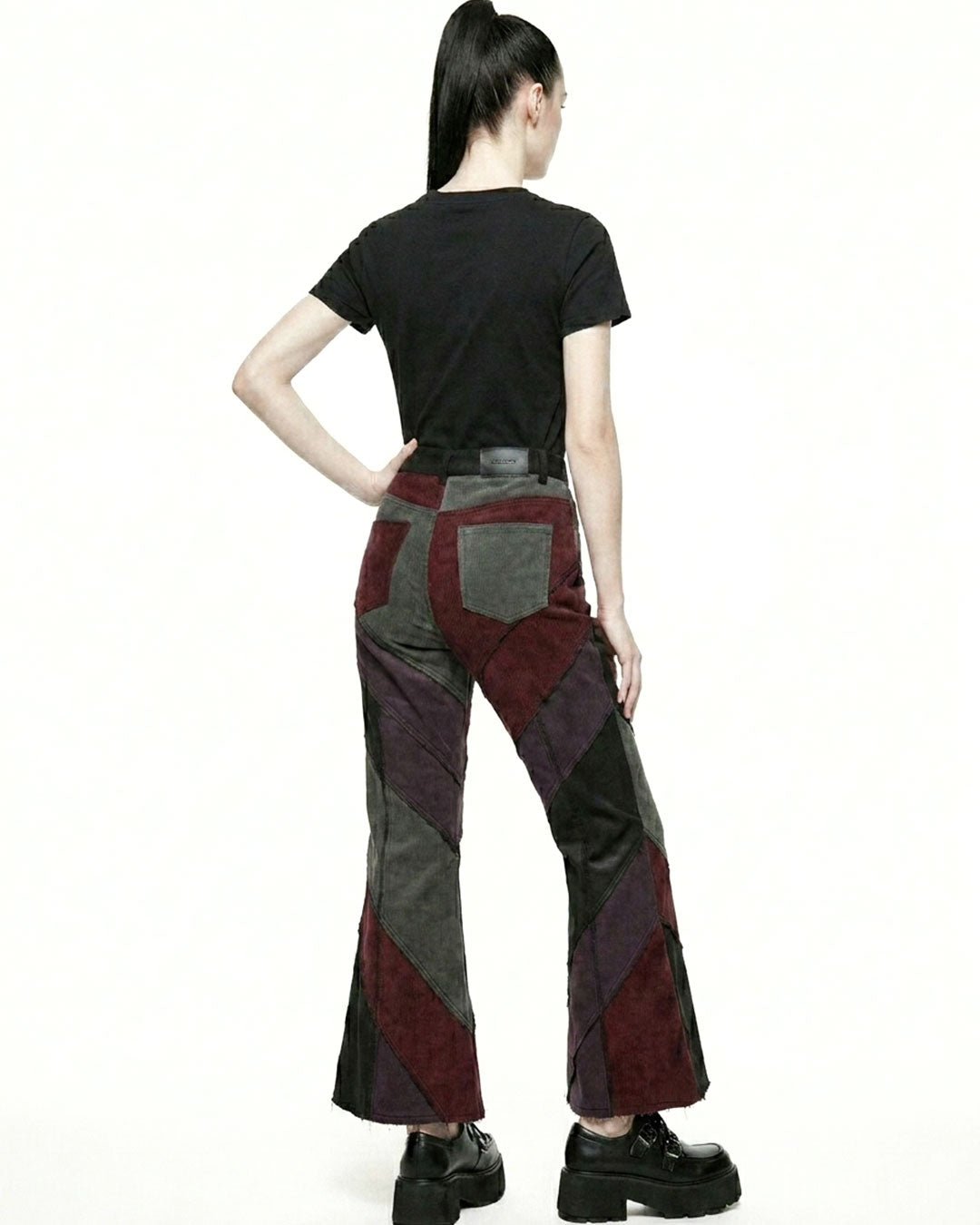 Women's Gothic Patchwork Flare Pants – Alternative Bell Bottom Trousers