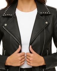 Dani Black Studded Leather Jacket