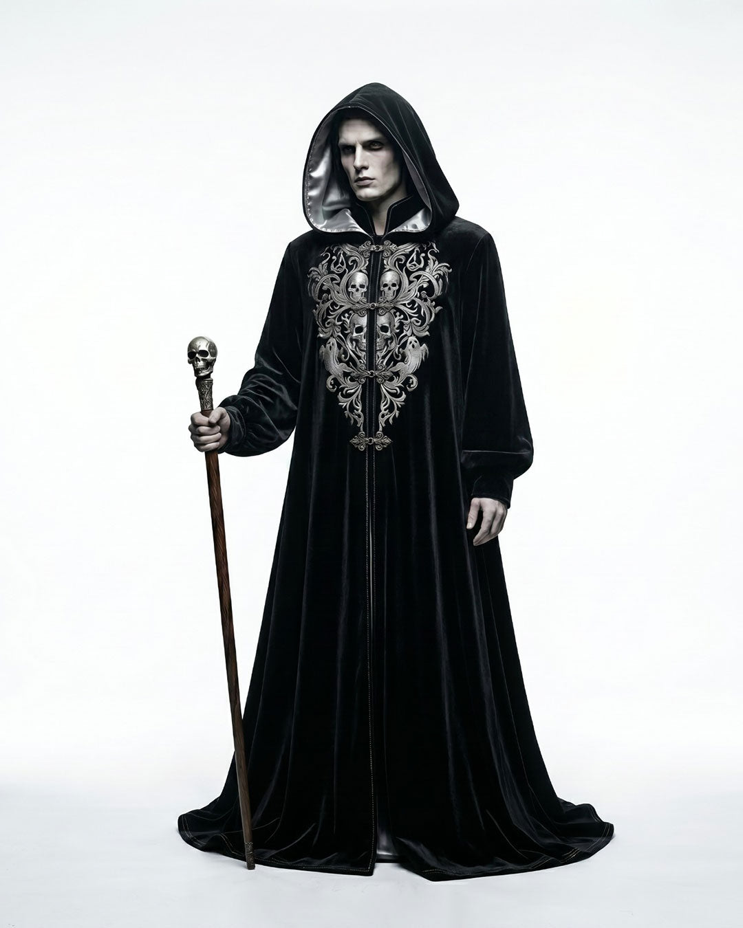 Skull Halloween Costume Gothic Hooded Halloween Robe
