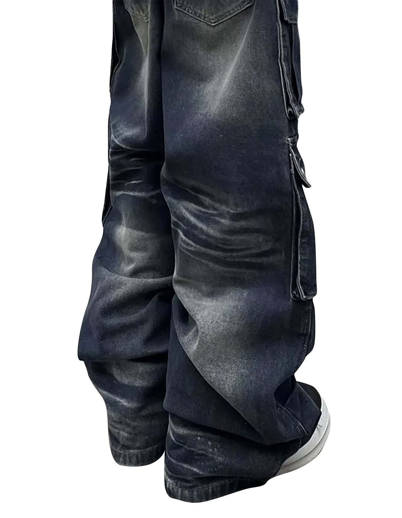 Men's Vintage Washed Distressed Cargo Jeans | Trippprs Streetwear Utility Pants