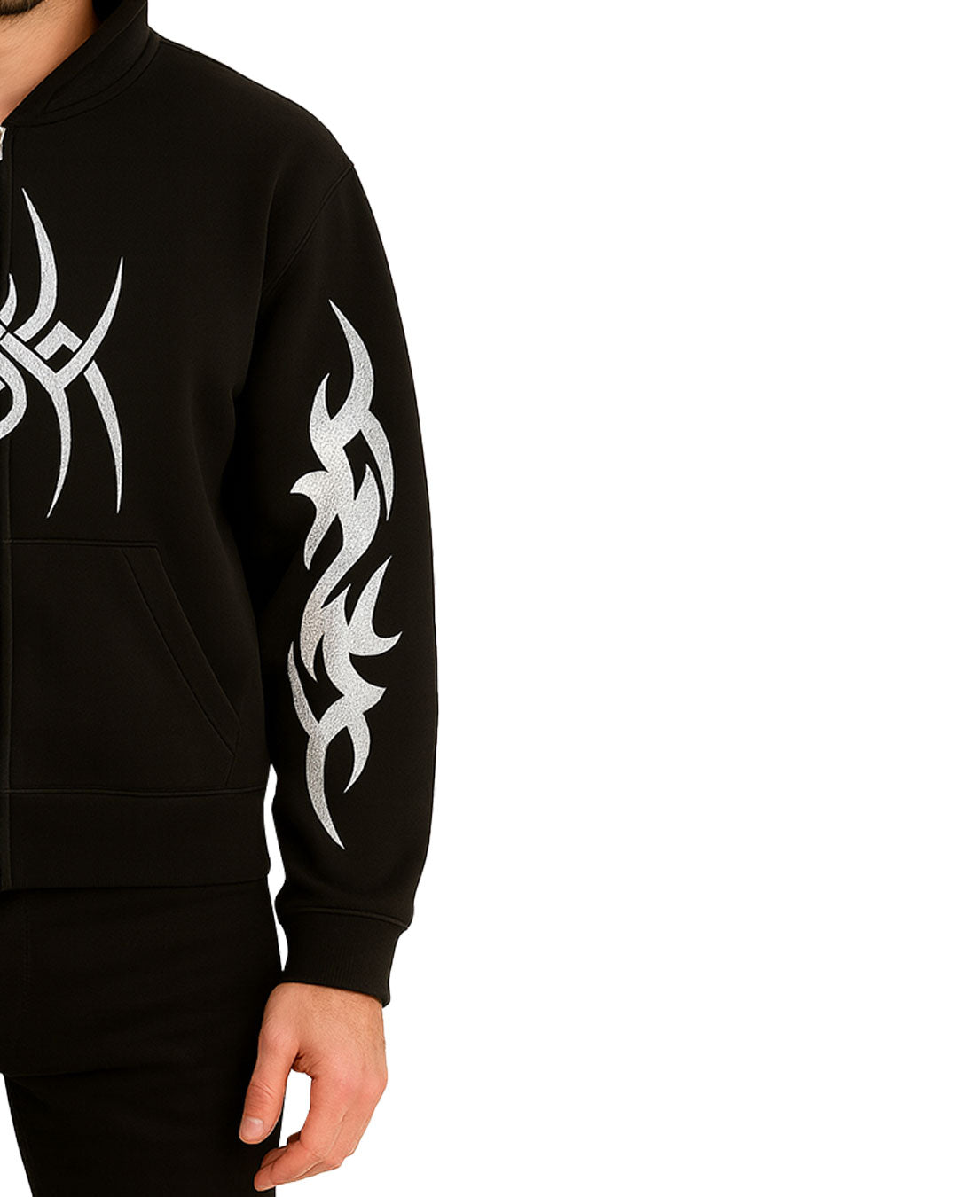 Unisex Black Tribal Graphic Hoodie – Zip Up Sweatshirt