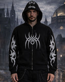 Unisex Black Tribal Graphic Hoodie – Zip Up Sweatshirt