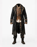 Men’s black pirate costume coat for Halloween cosplay and gothic events