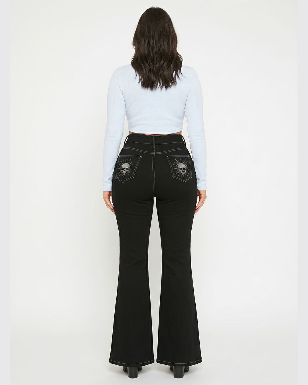 Black pants with skull designs