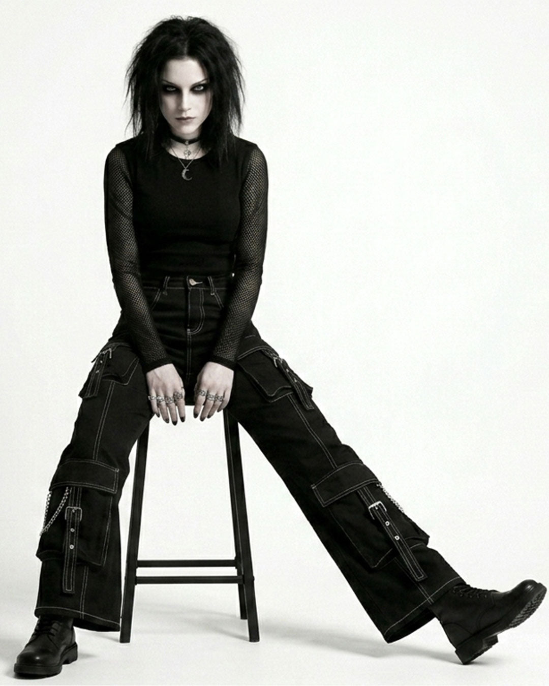 Teen Girl Contrast Stitch Black Jeans