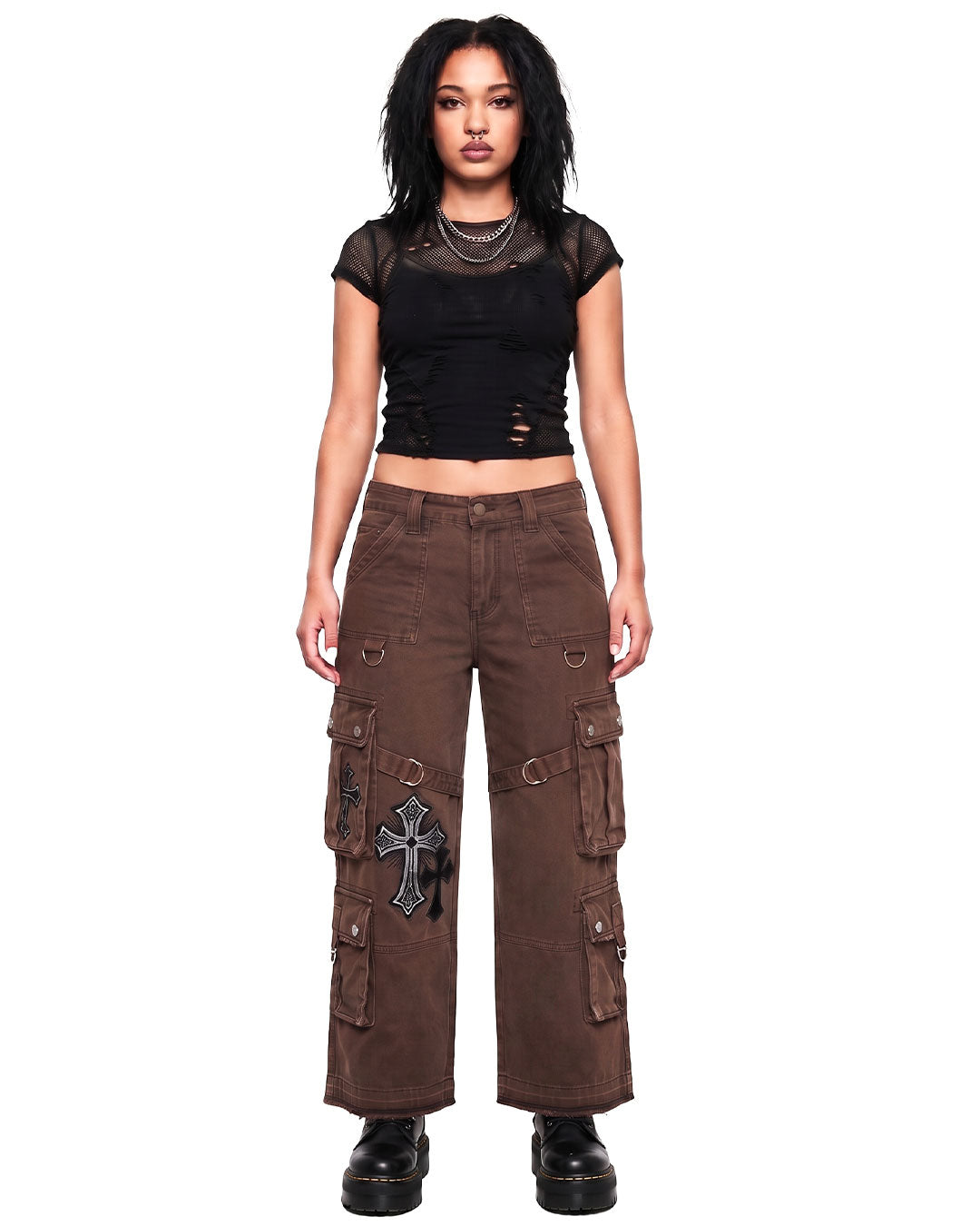 Brown Cargo Pants for Women | Wide Leg Cargo Pants