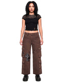 Brown Cargo Pants for Women | Wide Leg Cargo Pants