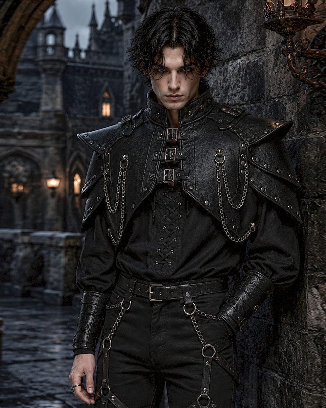 Men’s Gothic Leather Shoulder Cape