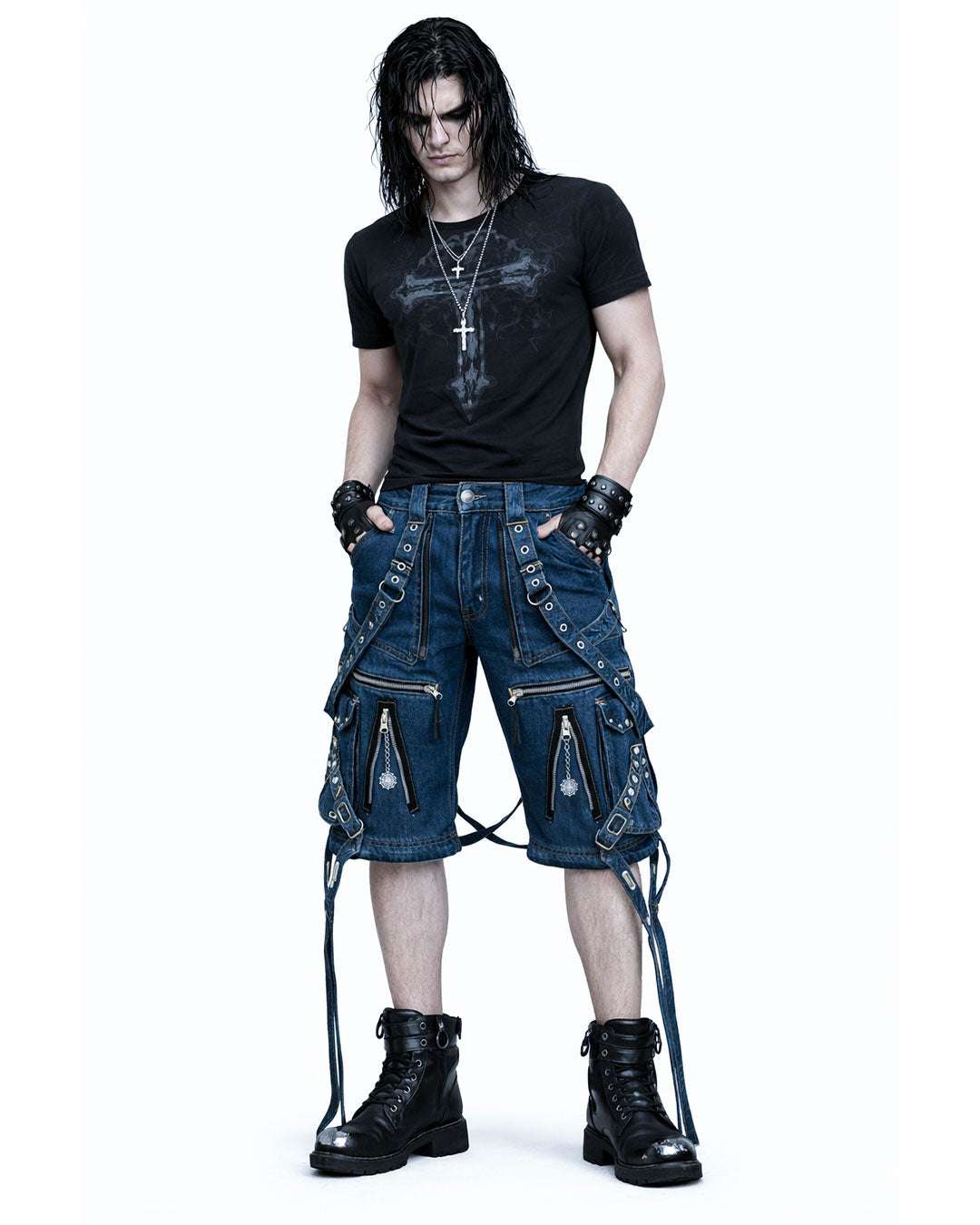 Y2k Denim Cargo Jeans With Straps