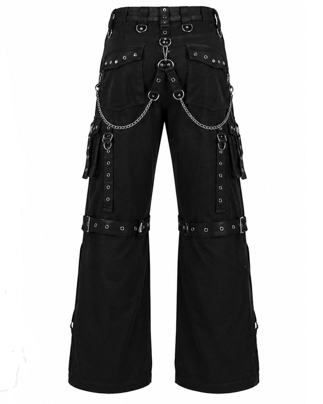 Baggy cargo pants back view showing pockets and pant chains detail
