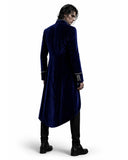 men blue velvet gothic coat premium tailored jacket front
