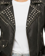 Women's Balfern Studded Leather Biker Jacket