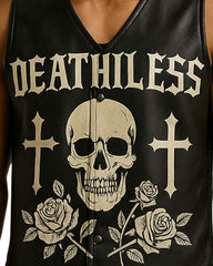 Deathless Skull Leather Vest