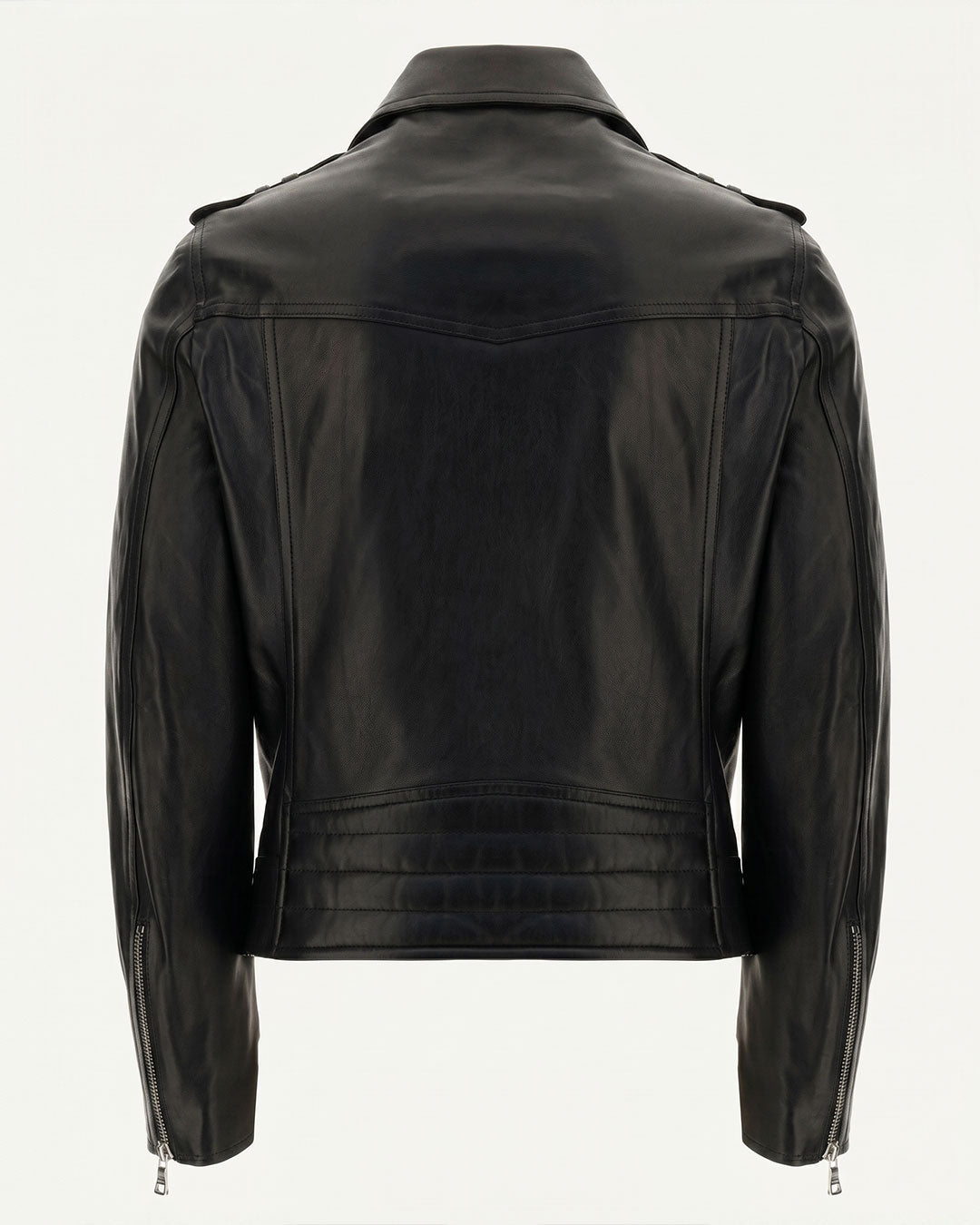 Black Leather Zipper Biker Jacket