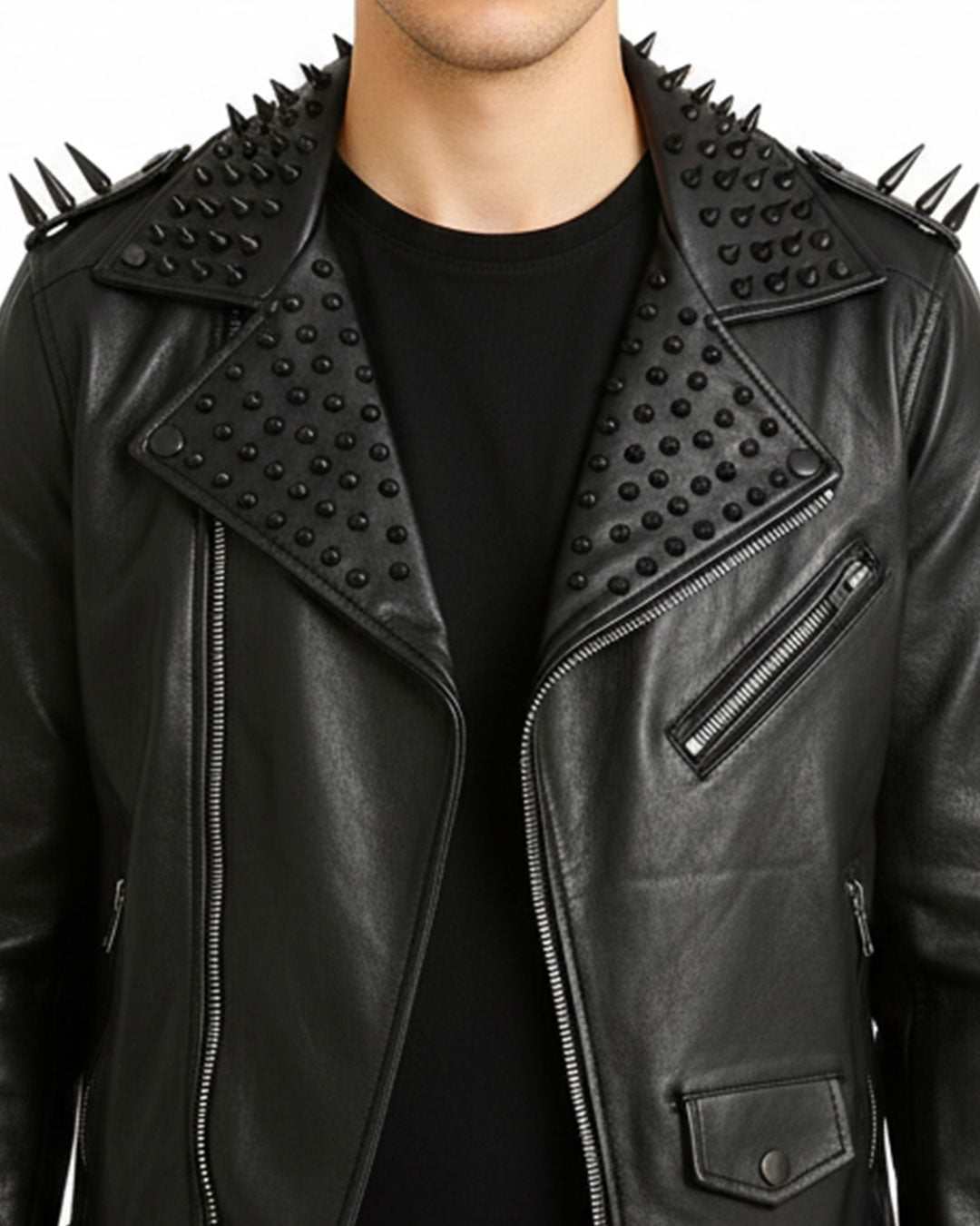  Spiked Studded Leather Jacket