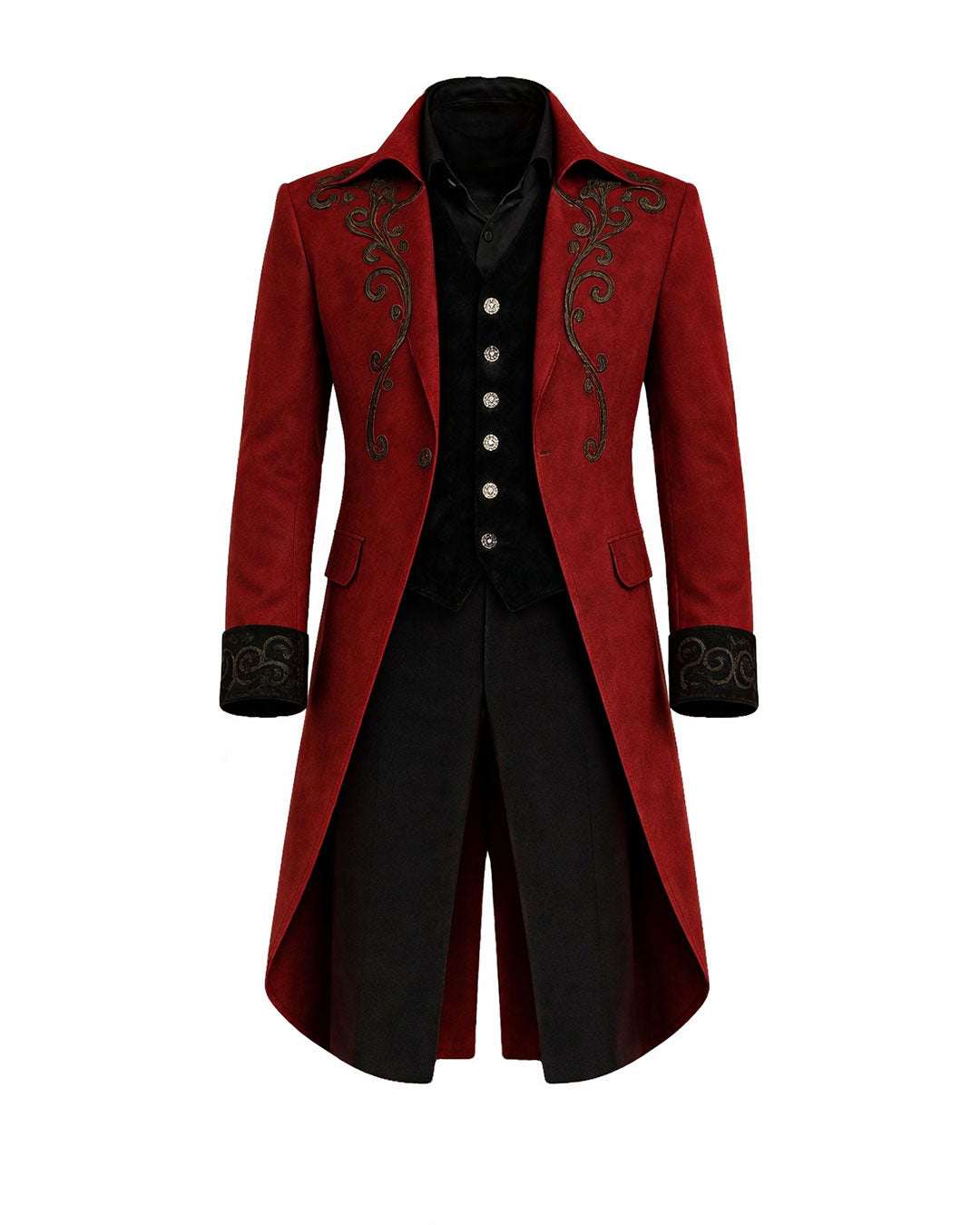 maroon velvet victorian tailcoat men long coat