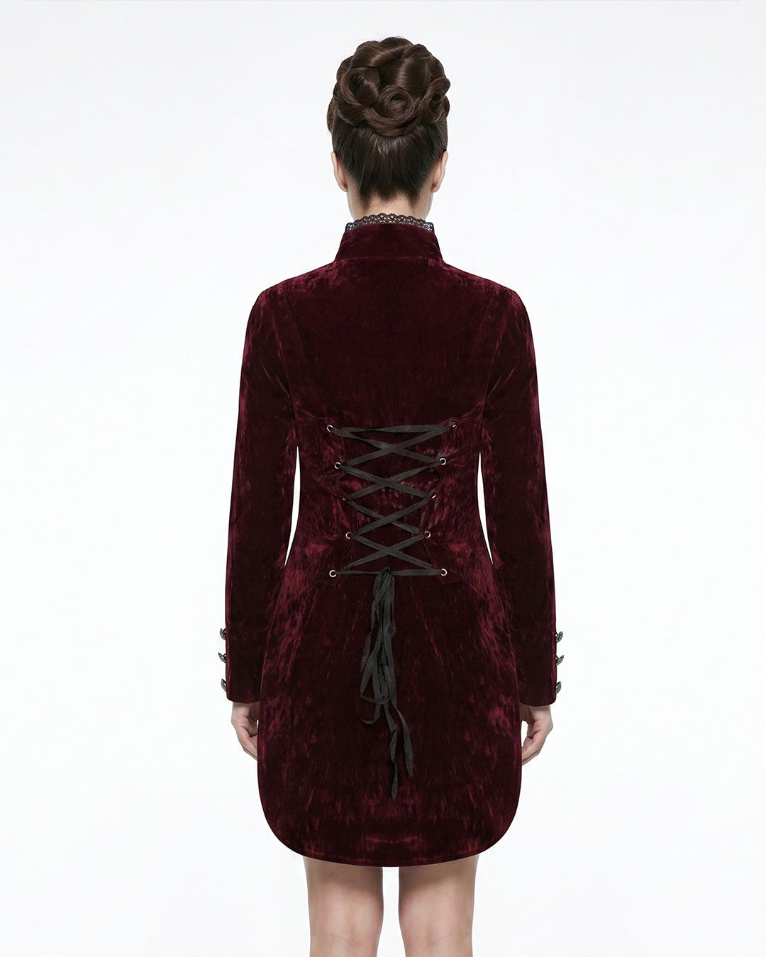 Women’s Maroon Velvet Goth Victorian Tailcoat