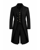 Gothic Victorian men's tailcoat with high collar and dramatic back tail in premium fabric