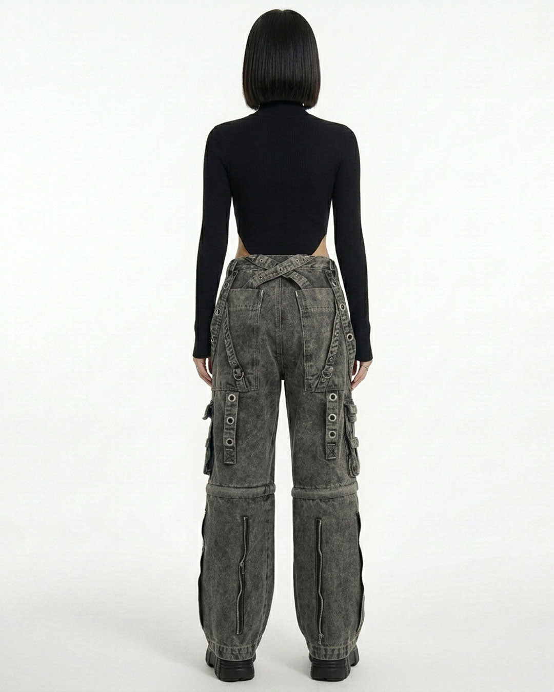 Cyber Goth Cargo Pants – Grey Gothic Trousers  Unisex
