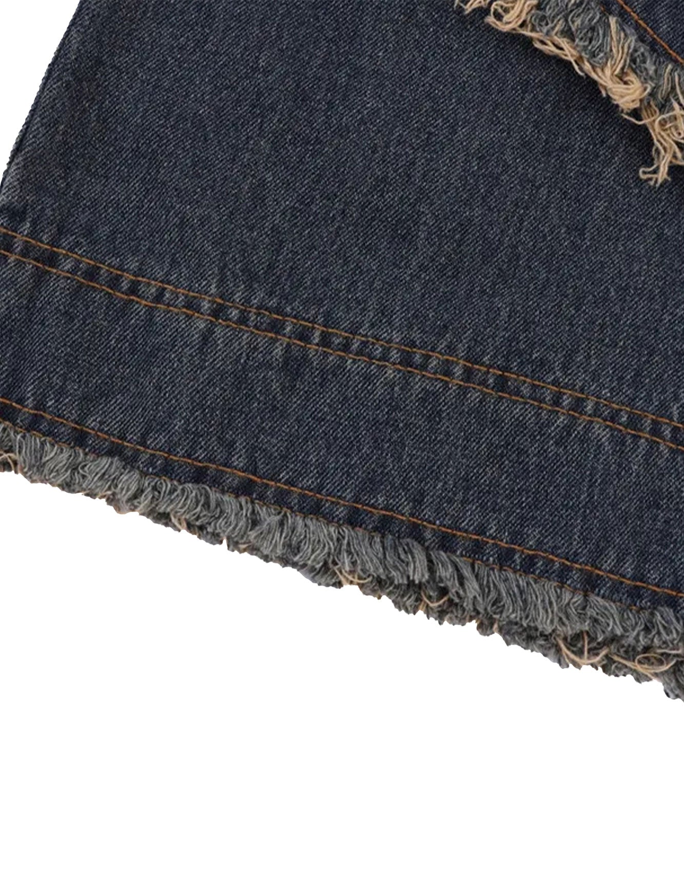 Women's Patchwork Fringe Pocket Wide Leg Loose Casual Cargo Boyfriend Jeans