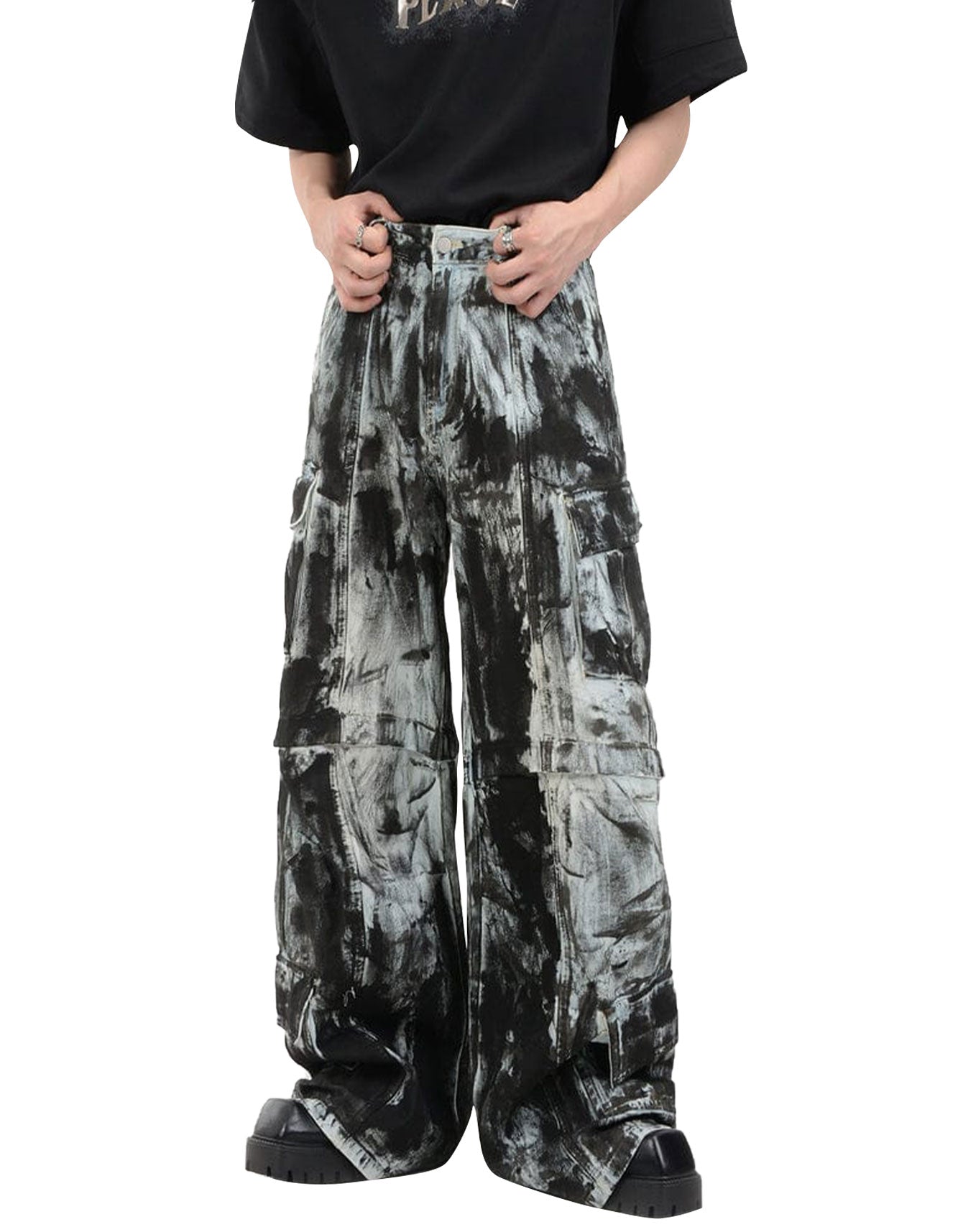 Men’s Oversized Tie-Dye Cargo Jeans