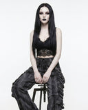 Black Acid Wash Gothic Cargo Pants – Distressed Wide-Leg Rave Trousers