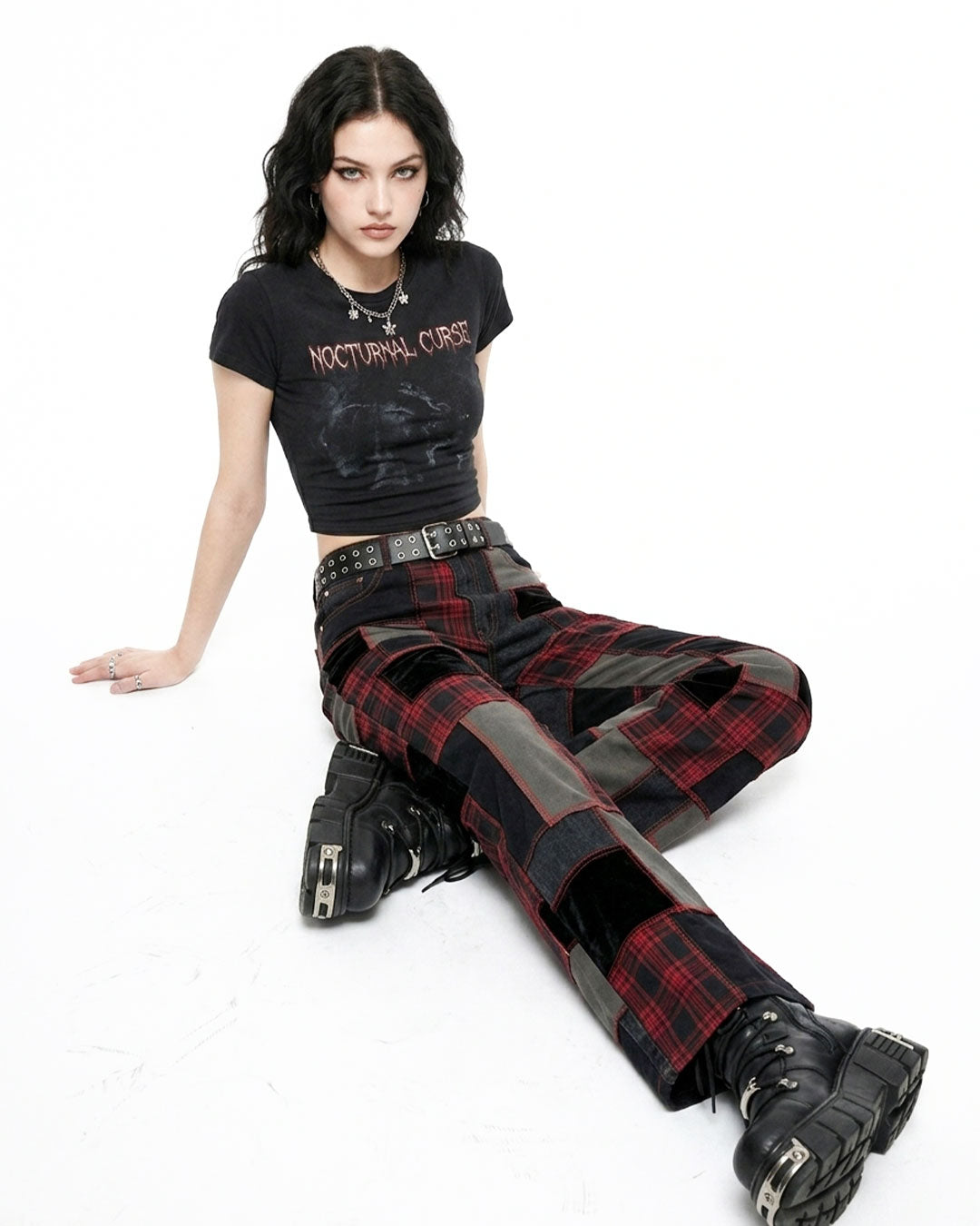 Women's Patchwork Plaid Pants | Alternative Wide Leg Trousers