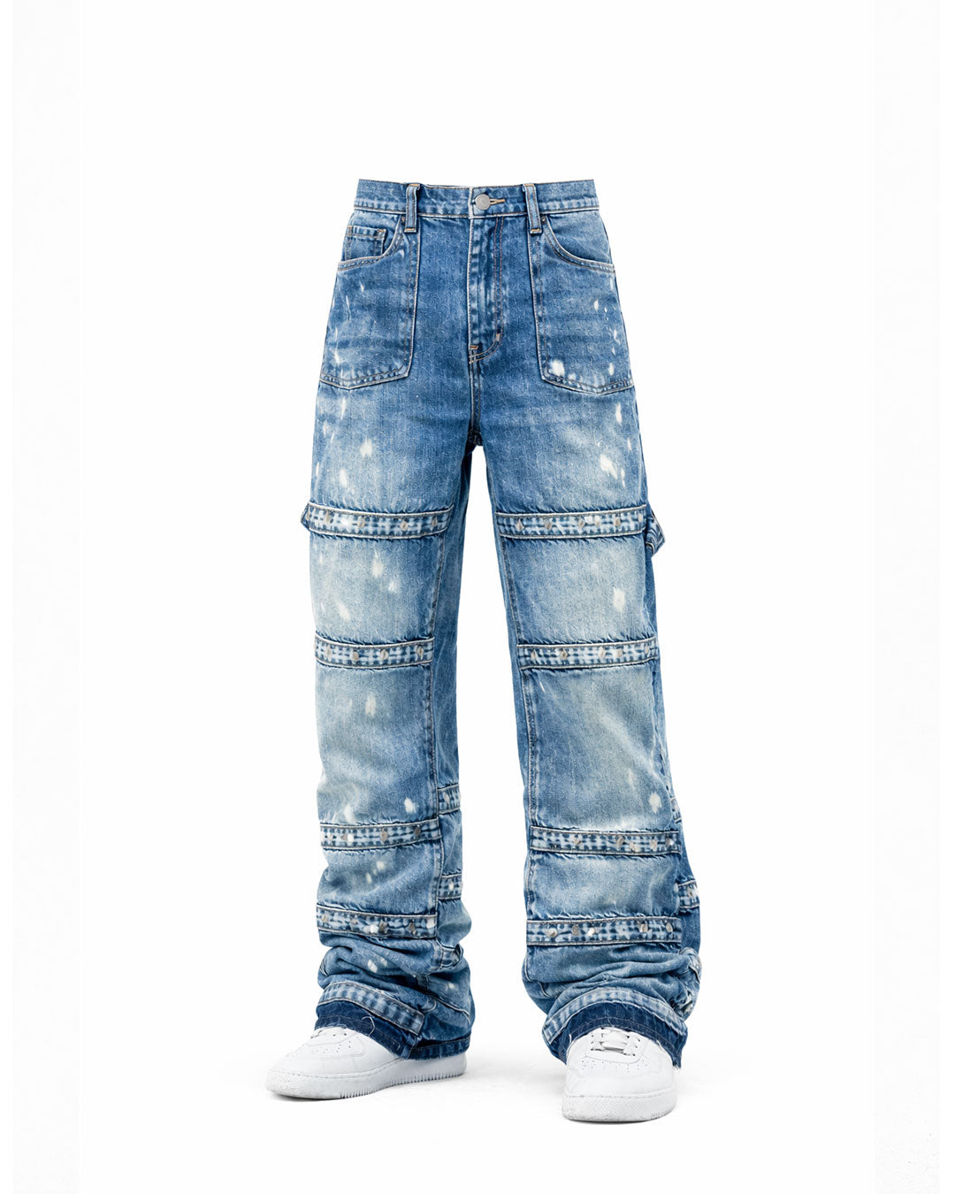 Men's Distressed Patchwork Denim Jeans
