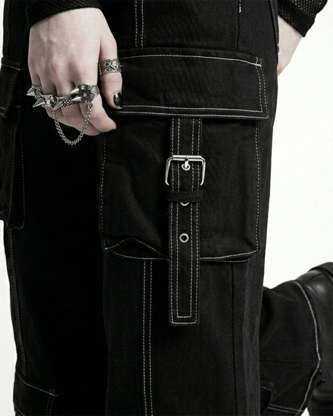 Teen Girl Contrast Stitch Black Jeans