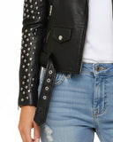 Women’s Black Studded Leather Biker Jacket