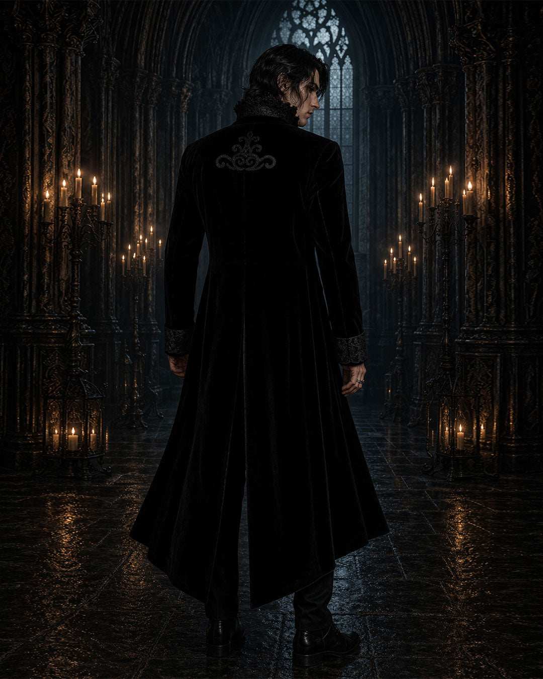 Black Stand Collar Gothic Cloak