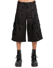 MEGA DARK Black Streetwear Pants – Wide-Leg Goth Trousers with Pockets