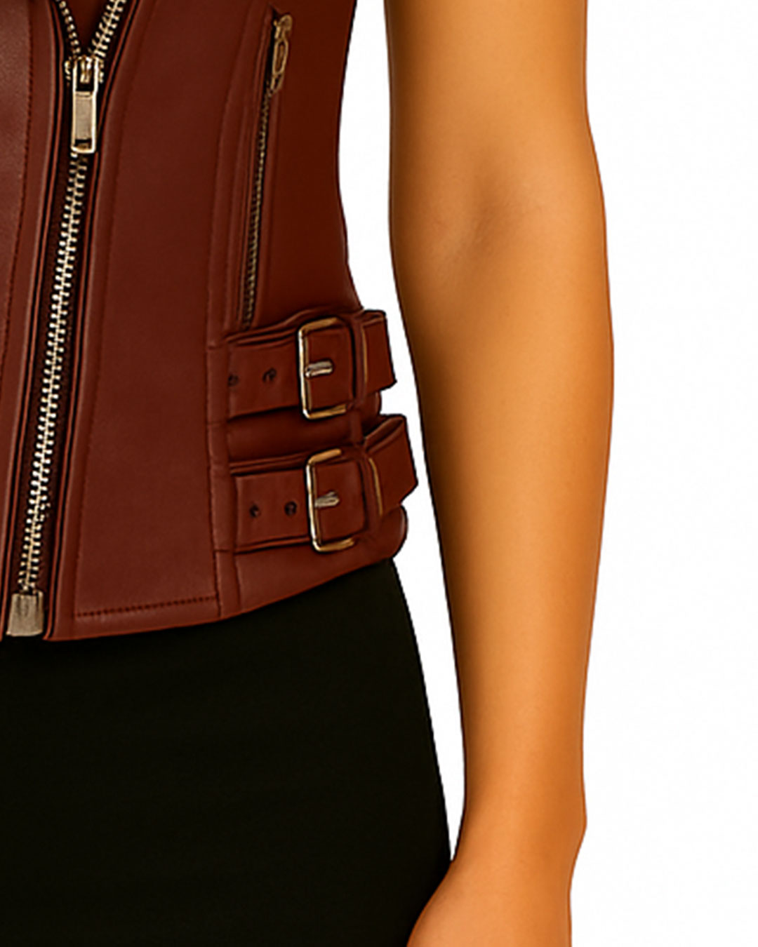 Maroon Leather Biker Vest