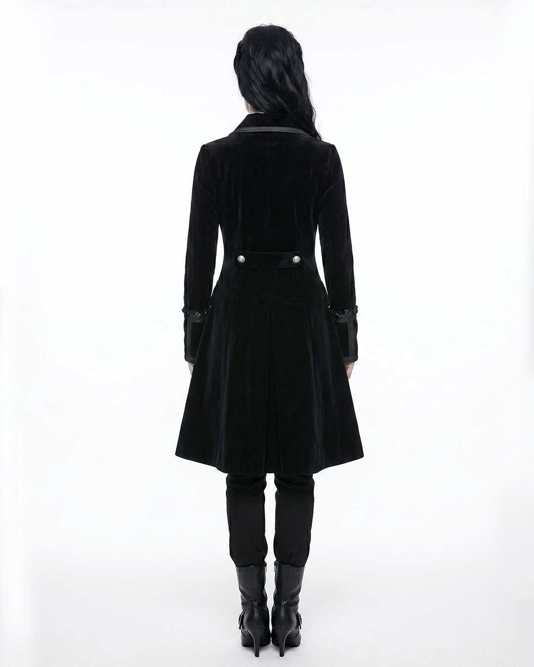 Women Black Velvet Gothic Coat Elegant Victorian Dark Romance Style X!