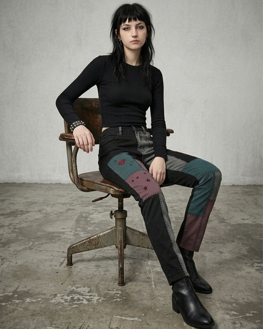 Women's Patchwork Jeans - Gothic Alternative Denim Pants