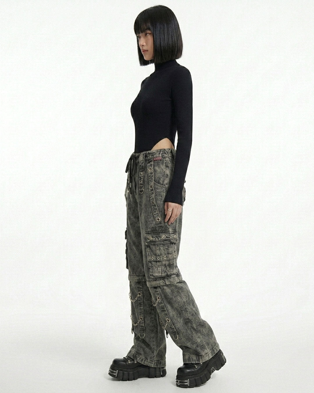 Cyber Goth Cargo Pants – Grey Gothic Trousers  Unisex