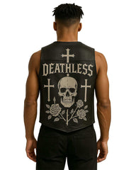 Deathless Skull Leather Vest