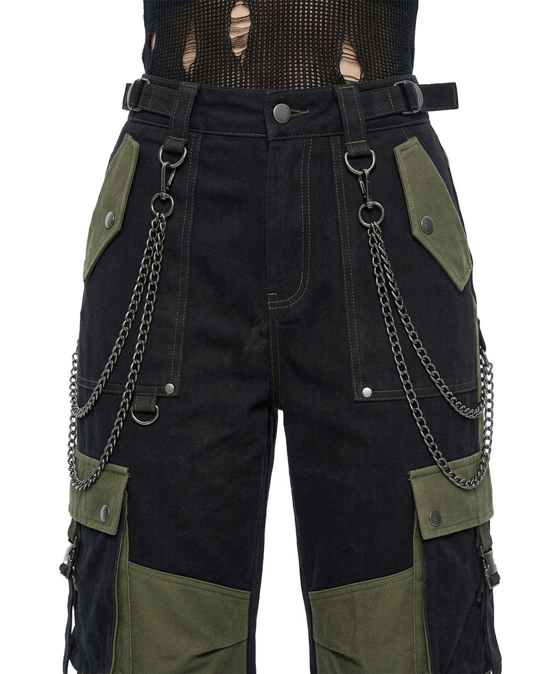 Women's Techwear Cargo Pants Black Green