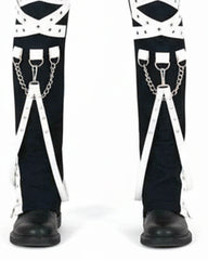 Trippprs White Strap-Detail Black Skinny Pants