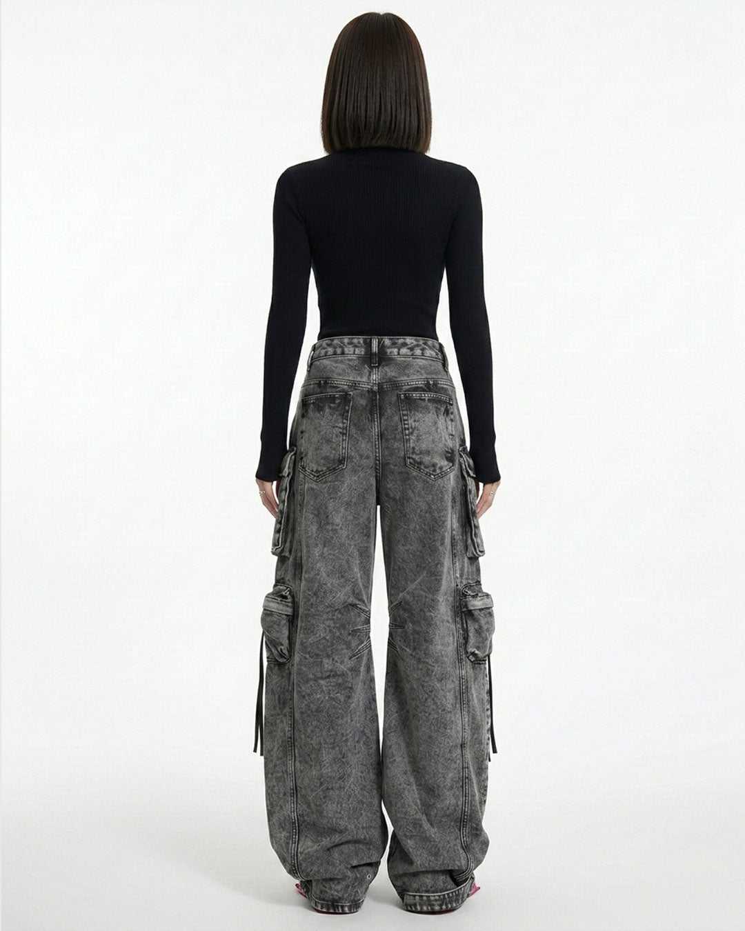 Phantom Rogue Cargo Jeans oversized gothic streetwear denim with multiple cargo pockets and strap details