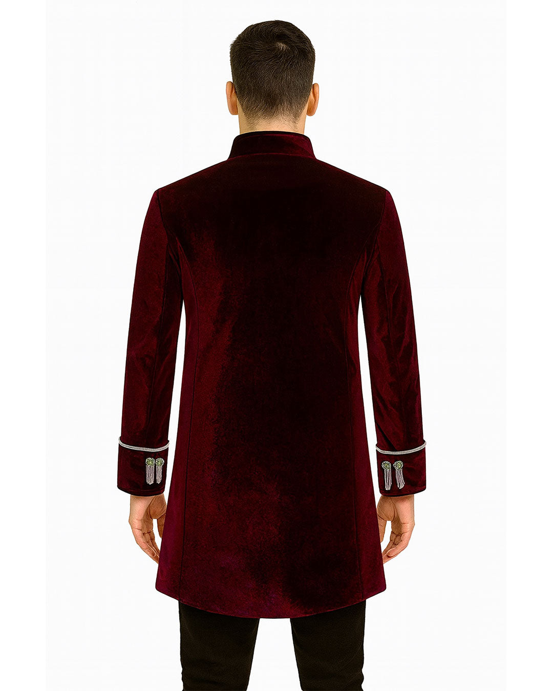 Men's Maroon Velvet Gothic Coat