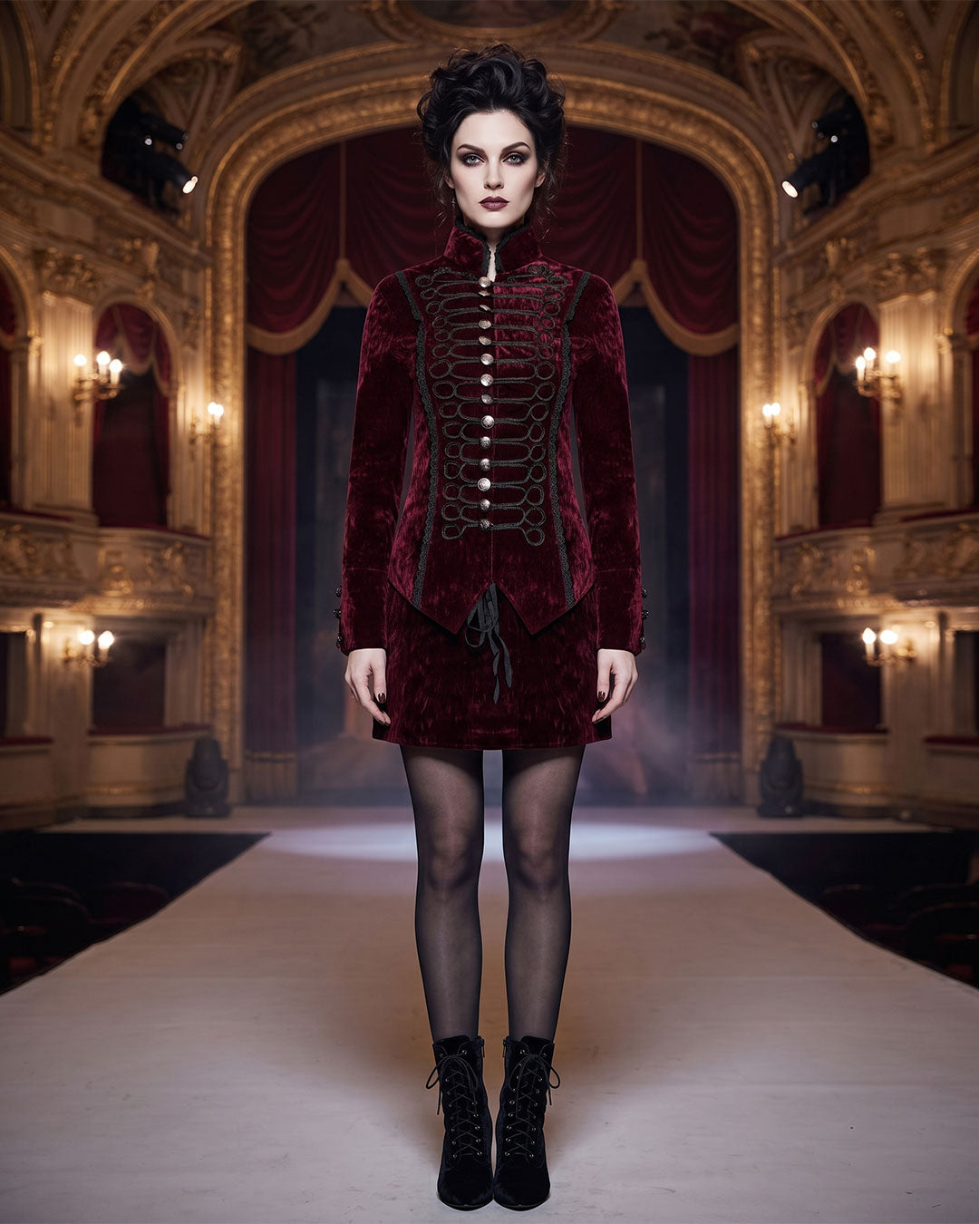 Women’s Maroon Velvet Goth Victorian Tailcoat