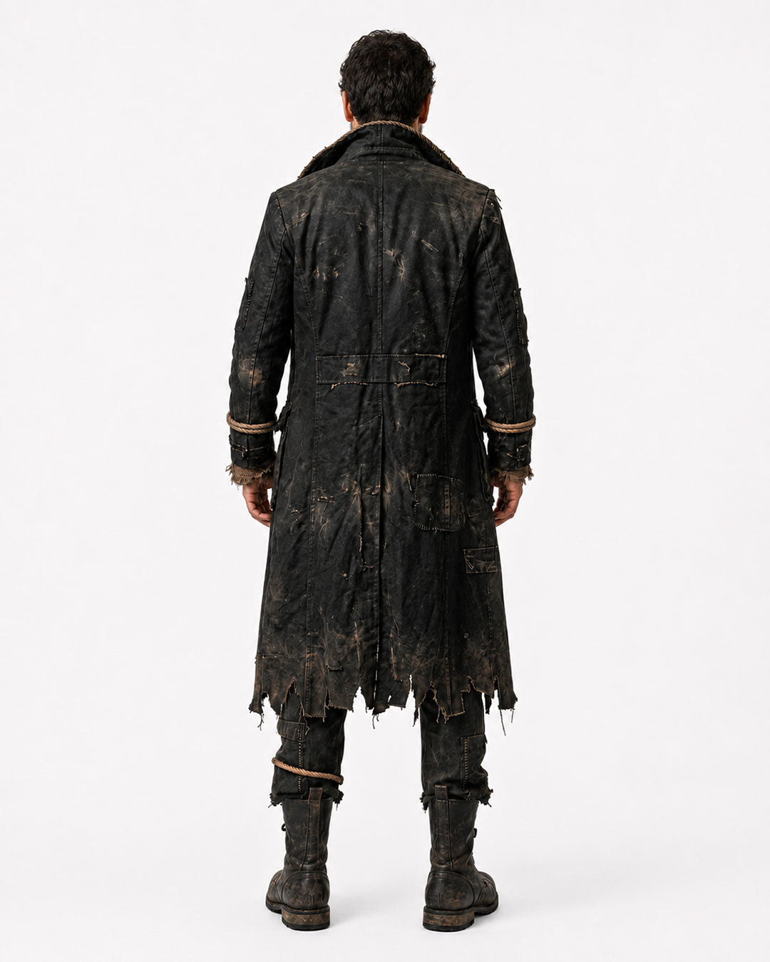 Men’s black pirate costume coat for Halloween cosplay and gothic events