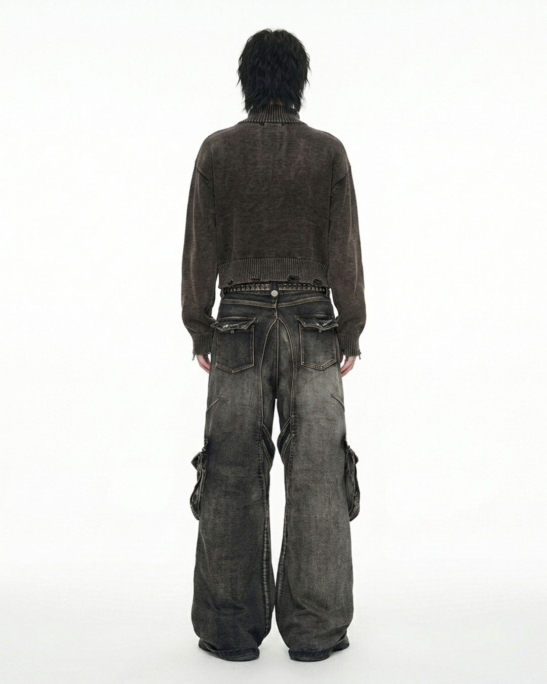 Zipper & Removable Pocket Work Jeans