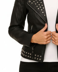 Rebellious Edge Black Studded Jacket