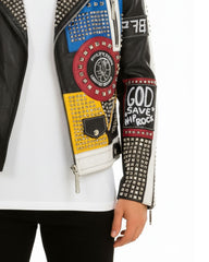 Multicolor Patchwork Leather Jacket
