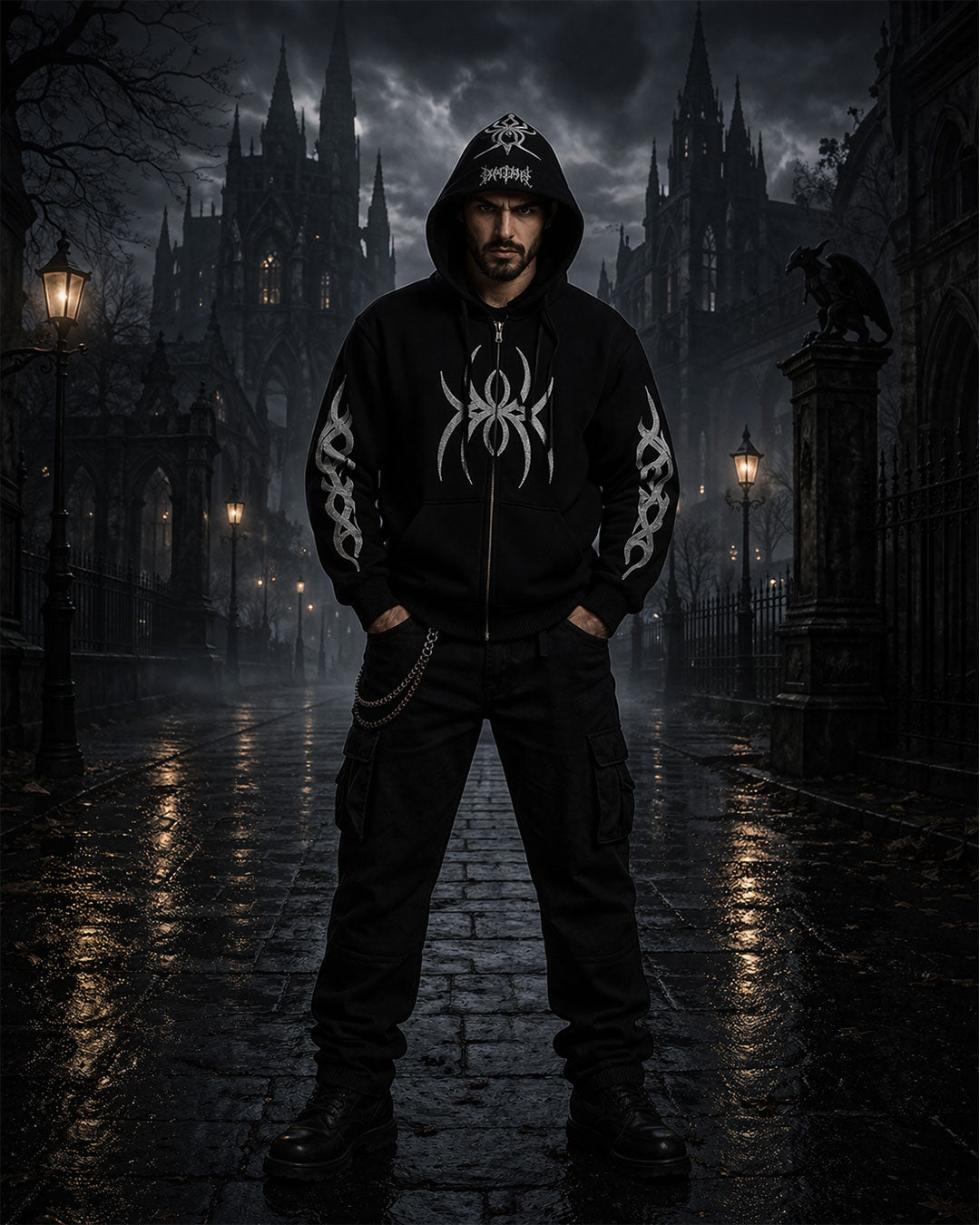 Unisex Black Tribal Graphic Hoodie – Zip Up Sweatshirt