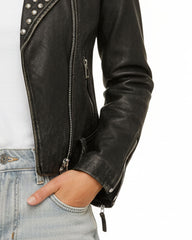 Women's Balfern Studded Leather Biker Jacket